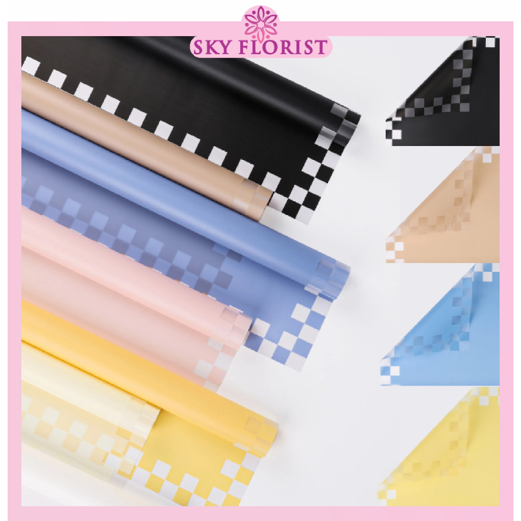 

20 LEMBAR Kertas Buket Square Stripe Cellophane Flower Wrapping KB6293