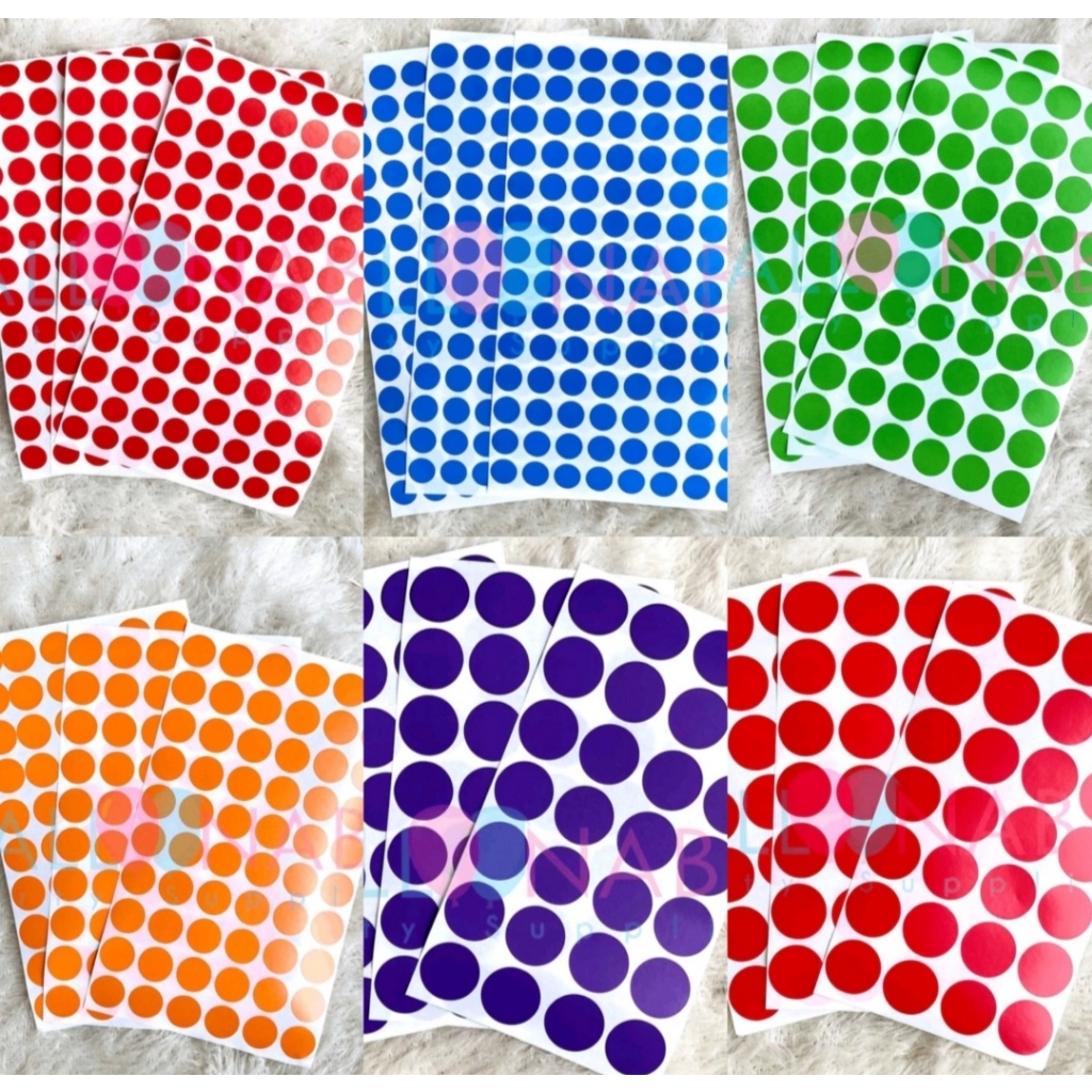 

Stiker label dot ukuran 10 , 15, 20 mm