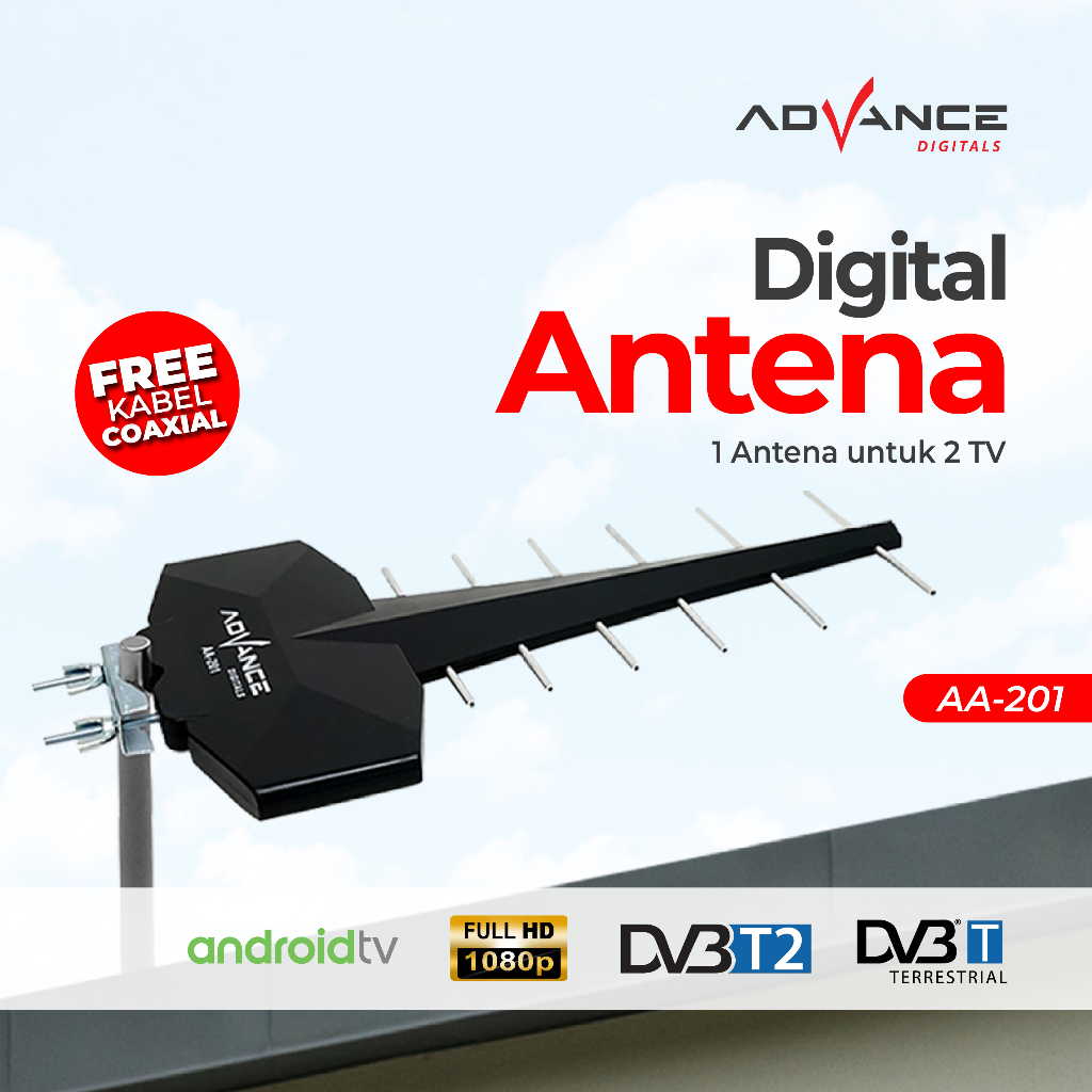 Advance AA-201 Antena Outdoor Digital Analog UHF DVD-T2 Bisa Untuk STB dan Tv Dengan Booster