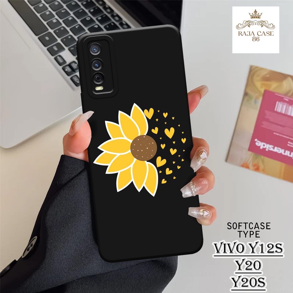 Case  Vivo Y12S / Y20 / Y20s - Rajacase - Casing Hp Vivo Y12s Vivo Y20 Vivo Y20s - Motif case Bunga 