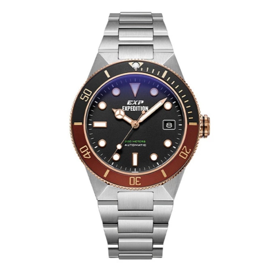 ORIGINAL Jam Tangan Pria Expedition E 6851 / EXP6851 Automatic Garansi 1 Tahun - Stainless Steel