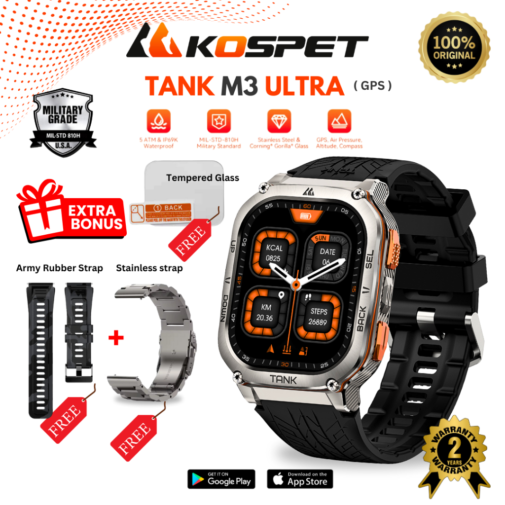 Smartwatch Kospet Tank M3 Ultra Military | GPS COMPASS BAROMETER ALTIMETER