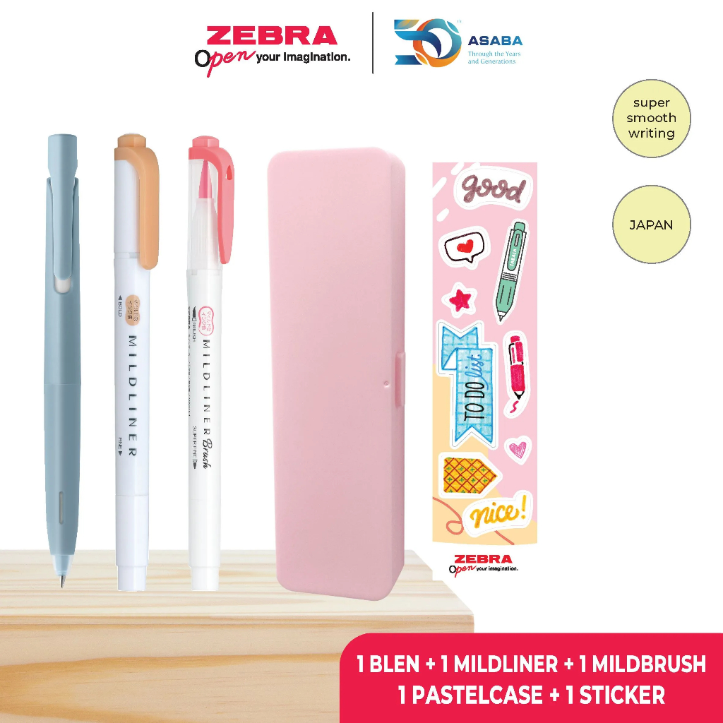 

Asaba Stationery- Zebra Paket Alat Tulis 2/ Stationery Set 2 Free Pastel Case