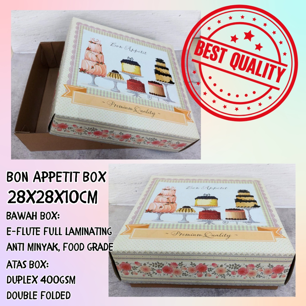 

Dus Kue Cake Box 28 x 28 x 10 cm Bon Appetit Hampers Kokoh Marmer Brownies pudding