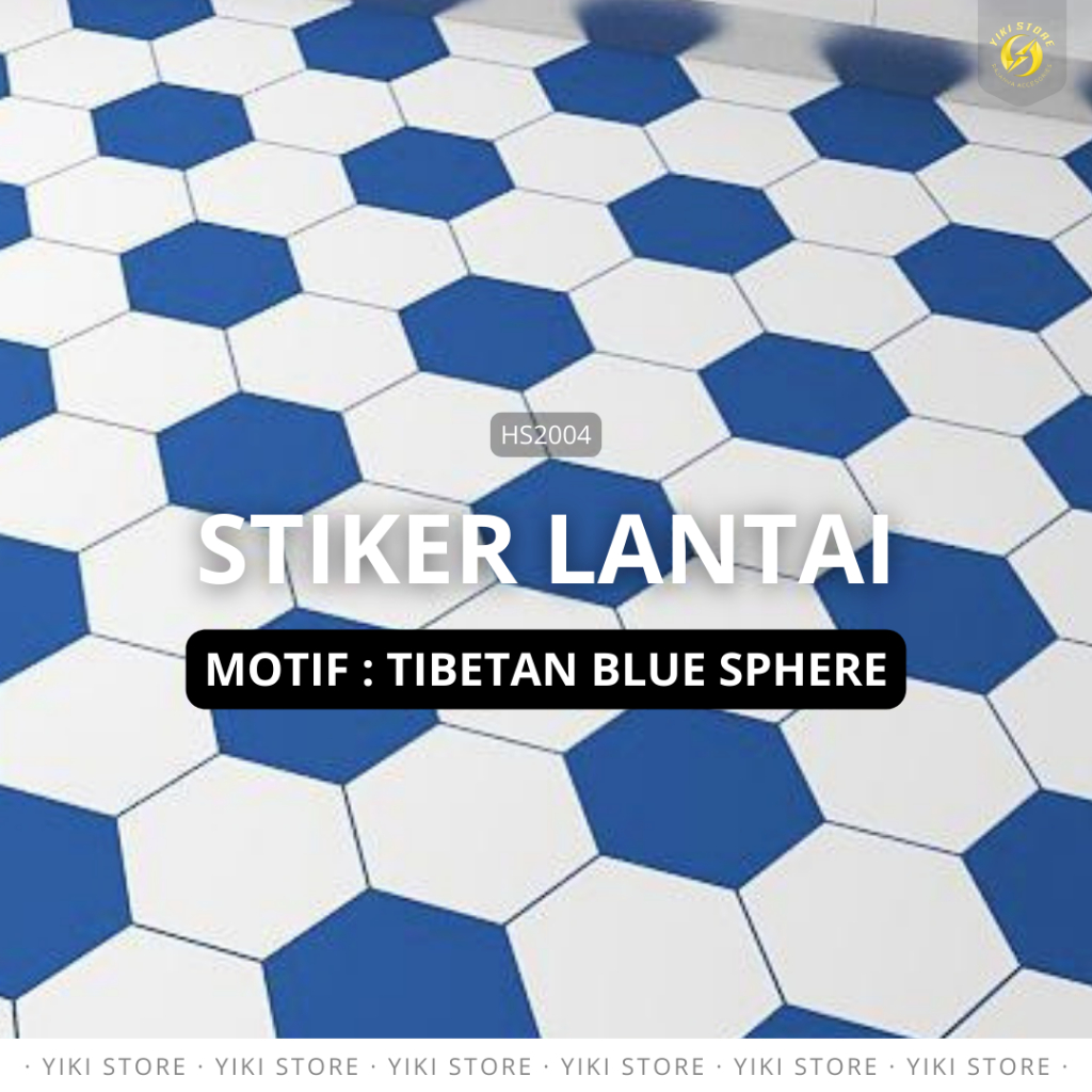 Stiker Lantai & Dinding motif PUTIH BIRU TIBET BLUE SPHERE | Wallpaper Kamar Mandi Toilet Dapur Tamu