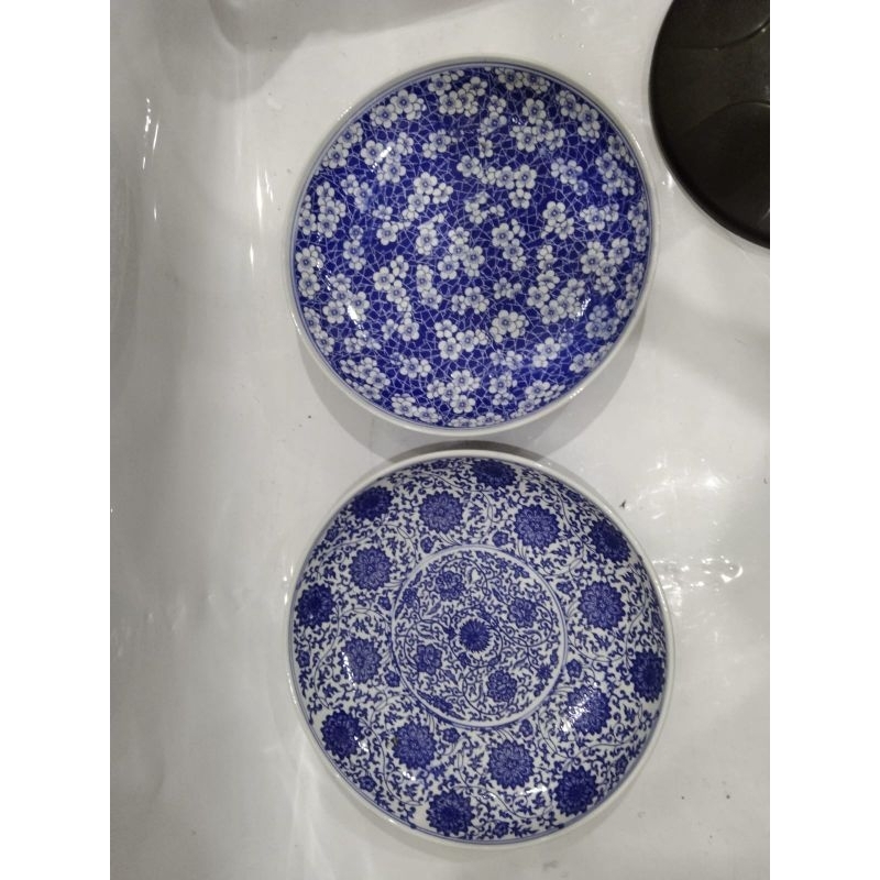 Piring pajangan dinding keramik biru putih D 40 cm/piring tempel hiasan dinding