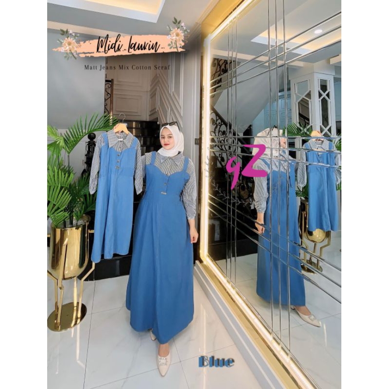 Dress/Midi jeans laurin couple ibu dan anak Original Gwenza Debylianti