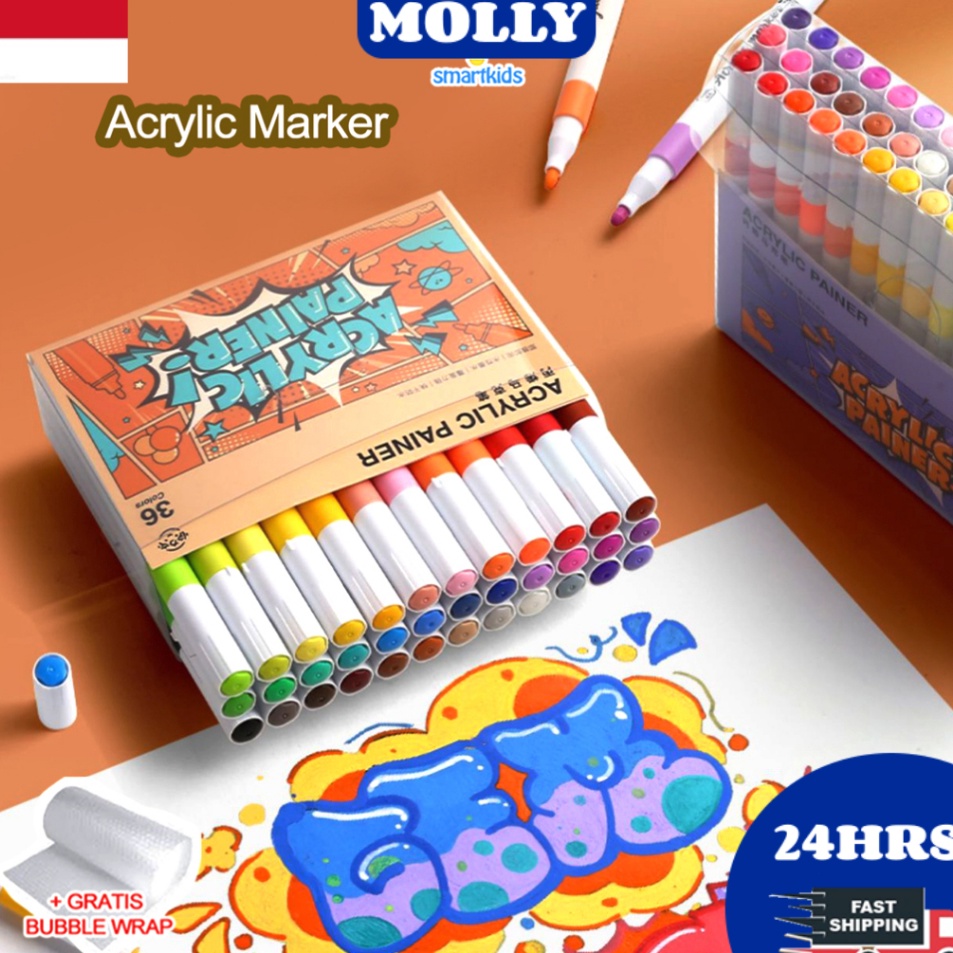 

Ready Stock CODPen Akrilik Marker Warna Cepat Kering Tahan Air 6 Warna Acrylic Marker