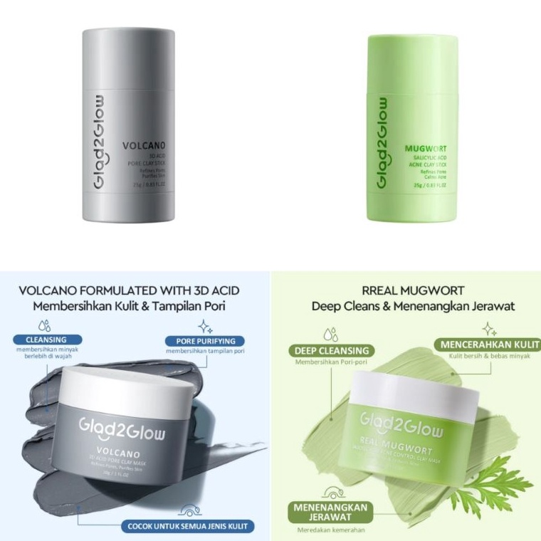 KODE L79Y Clay mask g2g  Glad2Glow Masker Stik  Glad2glow Clay Mask  Mugwort Clay Mask Stick 25g  Gl