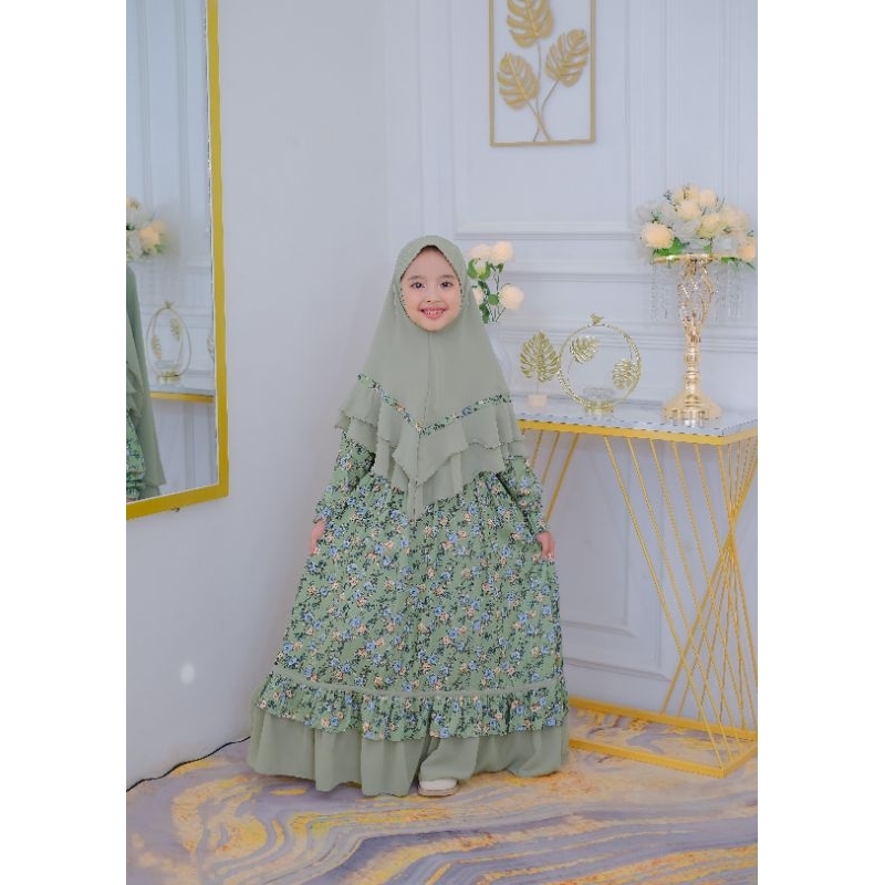 DEENA MAUMA KIDS maharani saemen  gamis anak free jilbab