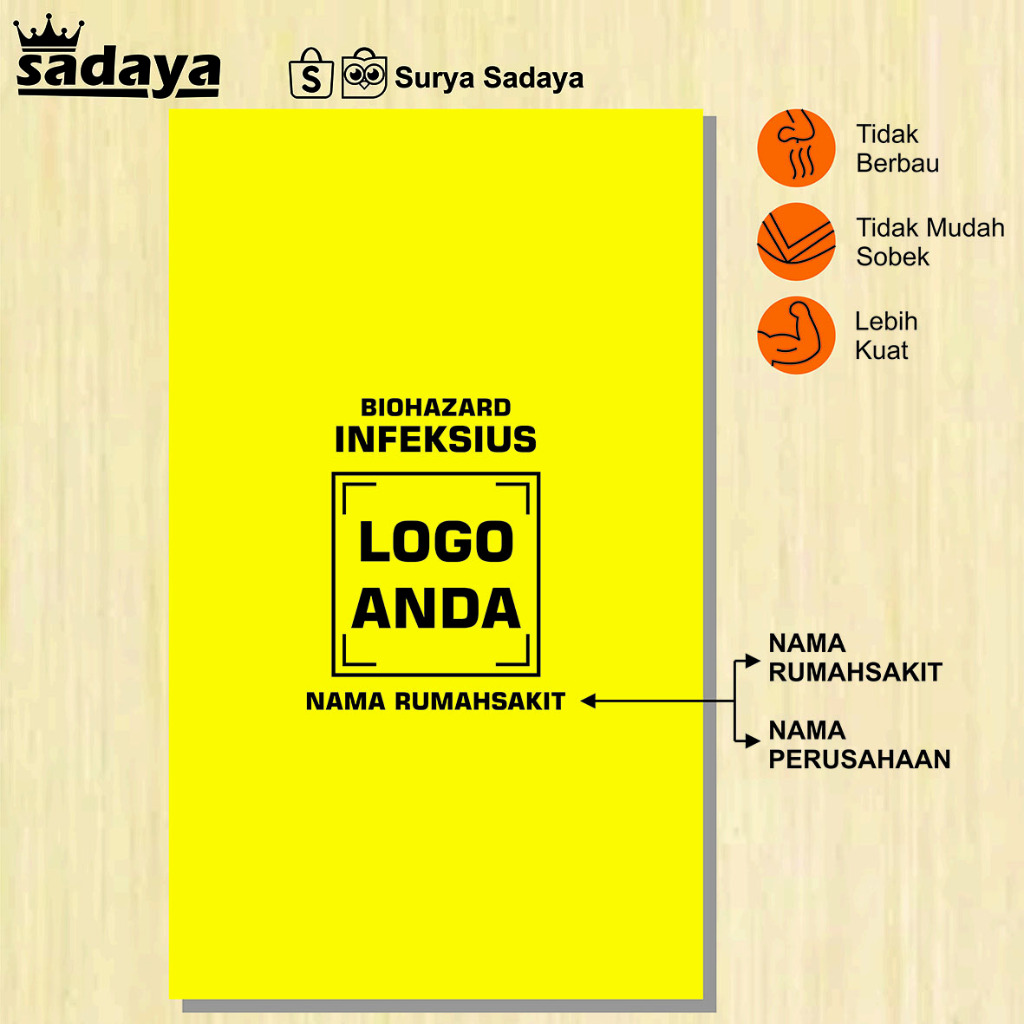 Sablon Plastik Sampah Rumahsakit 80x100 Custom Polybag Plastik Sampah Medis Cetak Polybag Sampah Kun
