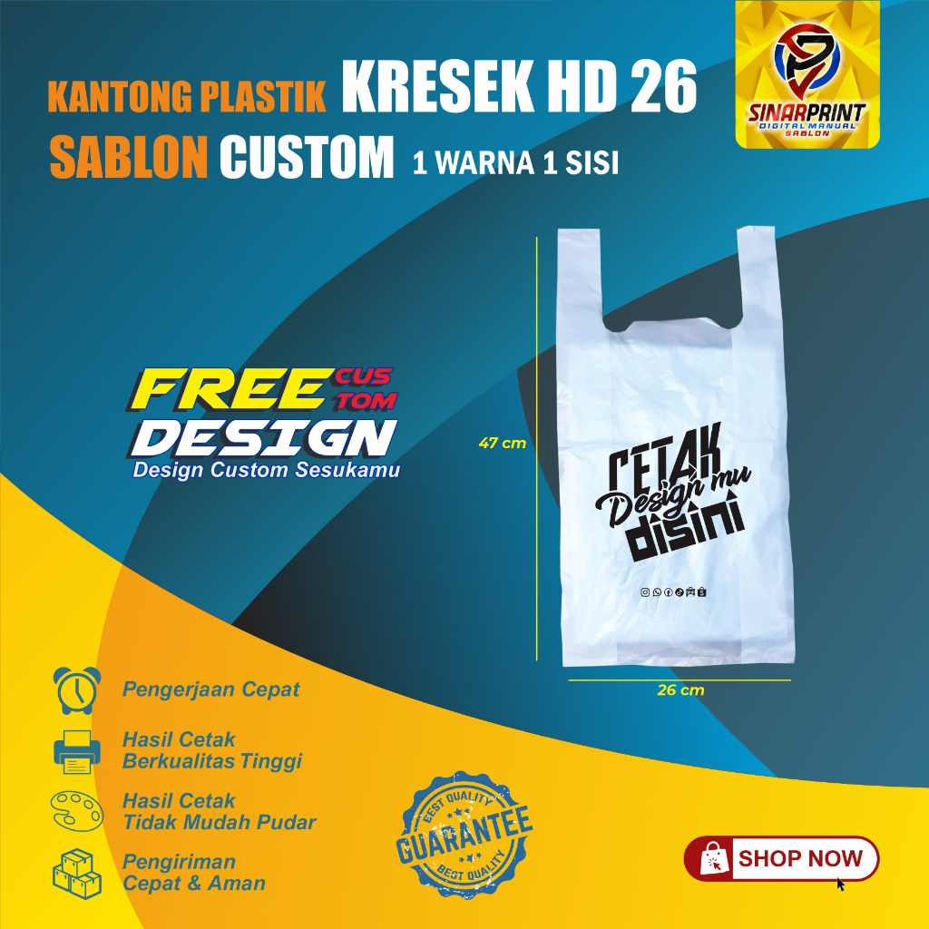 Sablon Kresek 26 Kantong Plastik Makanan laundry sepatu sandal minimarket toko
