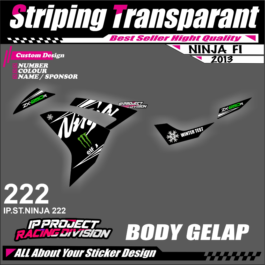 NINJA 250 FI 2013 (COD) STIKER STRIPING MOTOR KAWASAKI NINJA 250 FI HOLOGRAM DAN TRANSPARAN