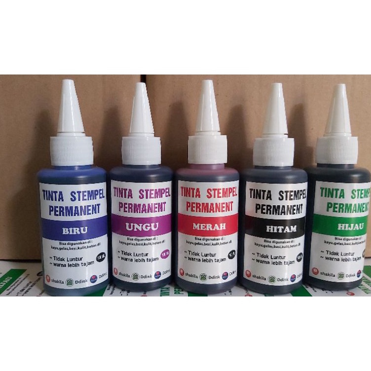 

Bestseller TINTA STAMP PERMANENT TINTA BUAT PLASTIKBAJAALMUBETON DLL1ML KHUSUS BANTALAN