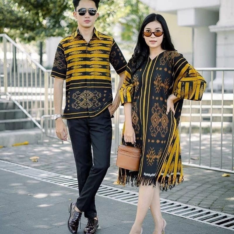 Couple Baju Tenun Modern - Couple Baju Kondangan - Baju Tenun Pesta - Baju Tenun Kasual - Baju Tenun