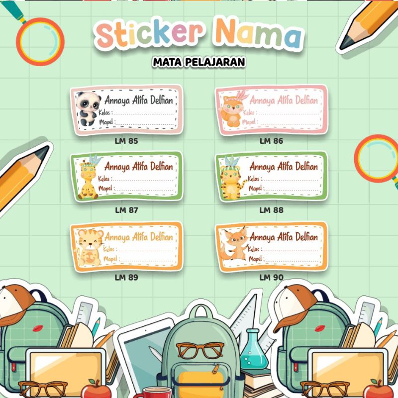 

STIKER MATA PELAJARAN ISI 40pcs - Stiker Label Nama - Stiker Nama - Stiker Buku - Sticker Label