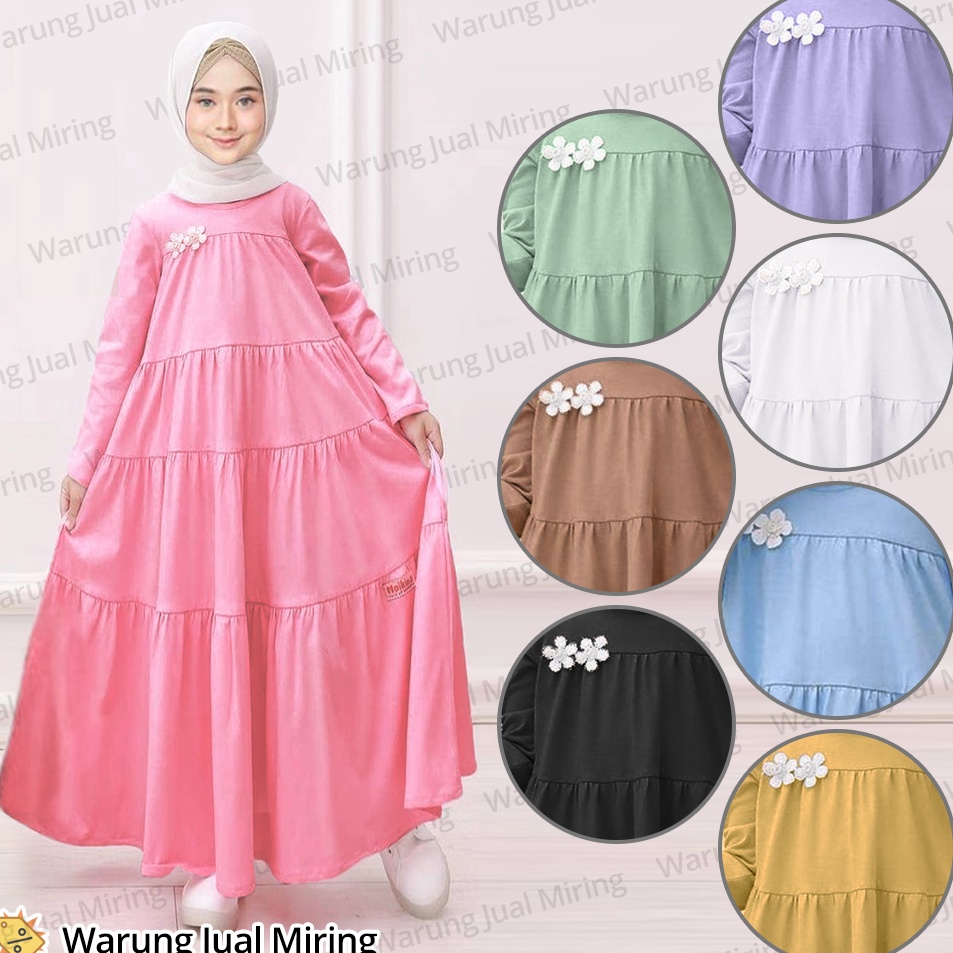 Mewah Gamis n Dewasa  Remaja  Baju Muslim Perempuan Basic Maxi Dress Jumbo Bahan Jersey Polos Tangg 