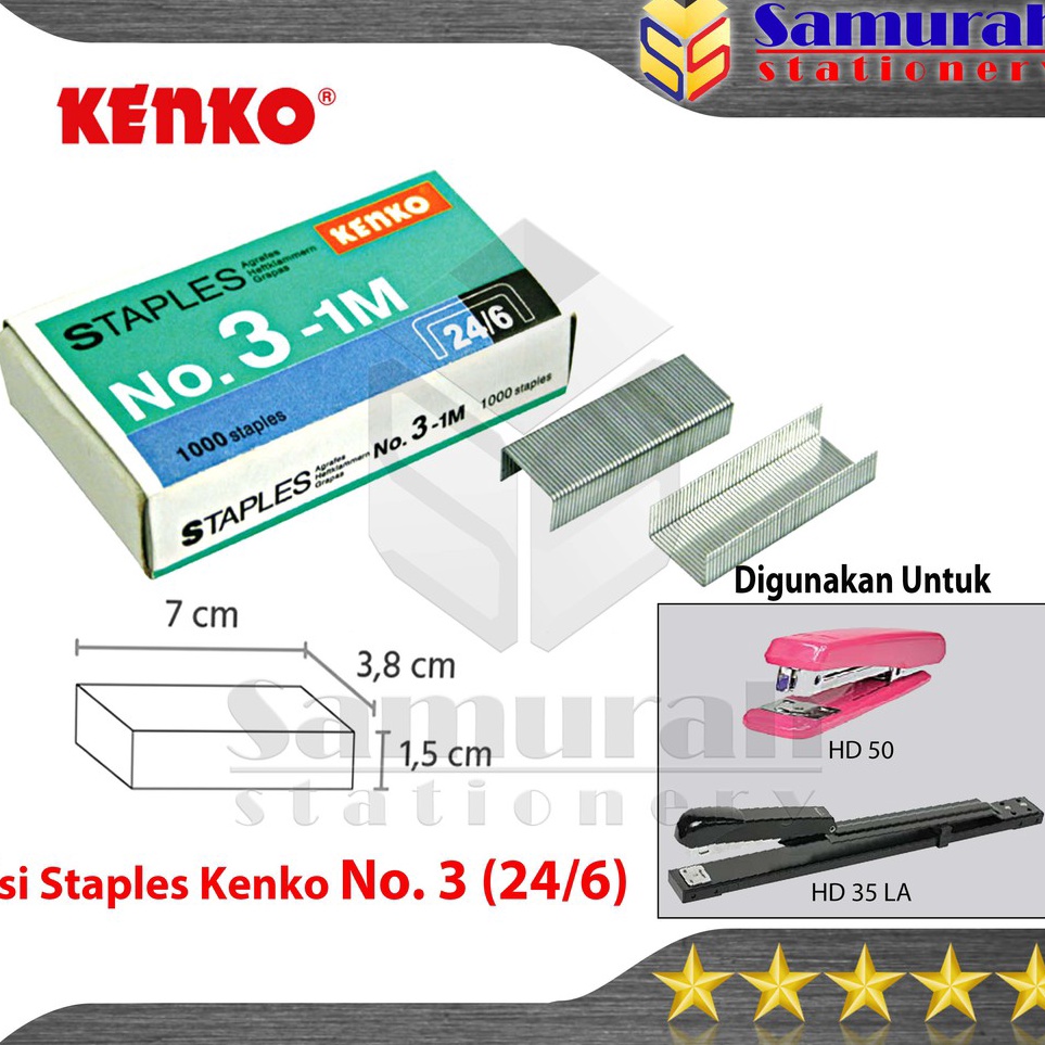 

Isi Staples Kenko No 3 Per Box Isi 2 Pak Kecil Refill Stapler no 3 isi Stepler Besar Hekter Tangan HD 5