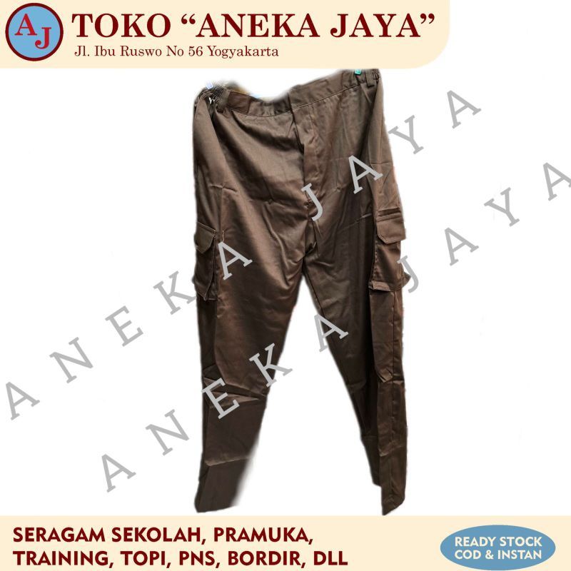 Celana Panjang PDL Pramuka Sekolah Ukuran JUMBO bahan Nagata Drill , Karet / Seragam SMP SMA SMK Dew