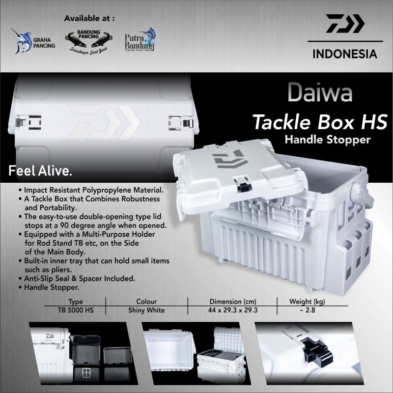 Daiwa TB 5000HS, box mancing Daiwa White. setara Versus 7090N