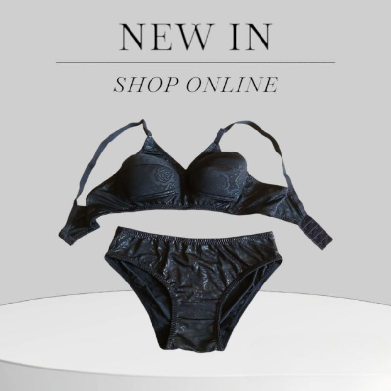 Bra set CD / BH setelan / Bra hitam / BH tanpa kawat & tanpa busa