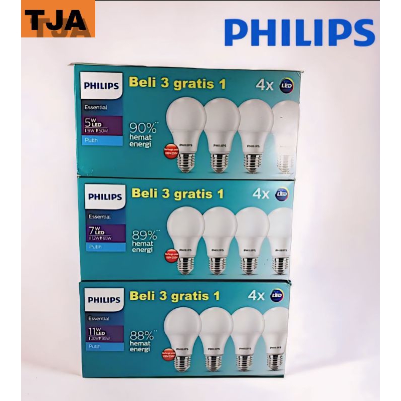 LAMPU LED PHILIPS MULTI PACK 5WATT, 7WATT,9WATT, 11WATT ESSENTIAL PUTIH