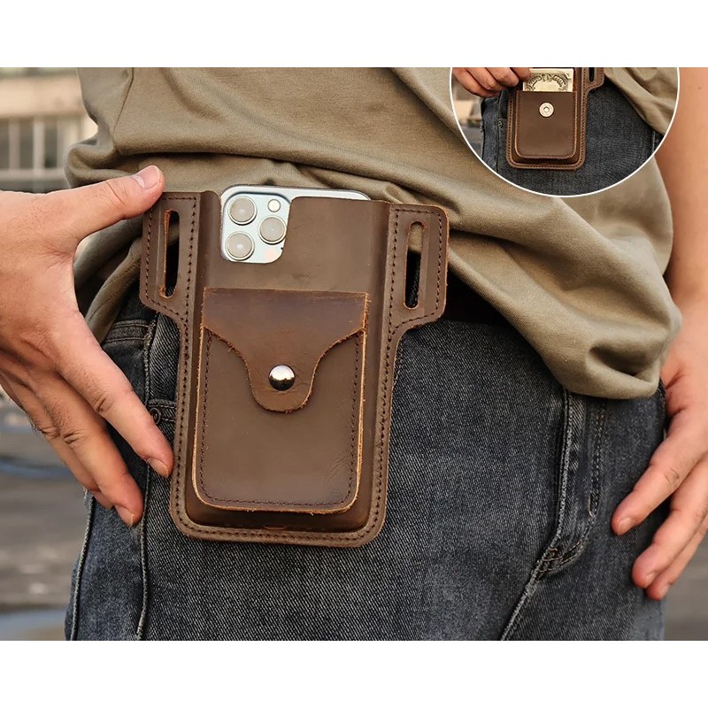 Tas Pinggang Hp Pria Kulit Asli - Tas Pinggang Pria Kulit Premium - Dompet Hp Pinggang Asli Kulit Sa