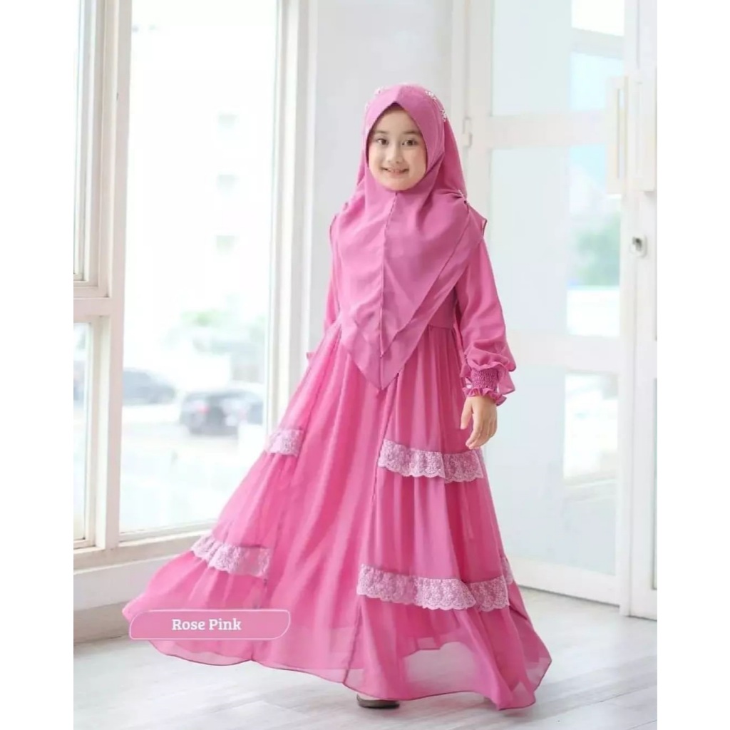 Fashion Aghnia  - Baju Anak 7-14 Tahun • NIRMALA KIDS + KHIMAR • Ceruty Babydoll • Size L & XL