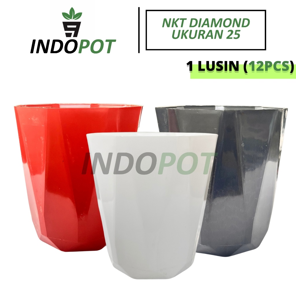 (12Pcs)Pot DIAMOND 25 NKT Warna Bahan Tebal Bagus Mengkilap Untuk Ruangan