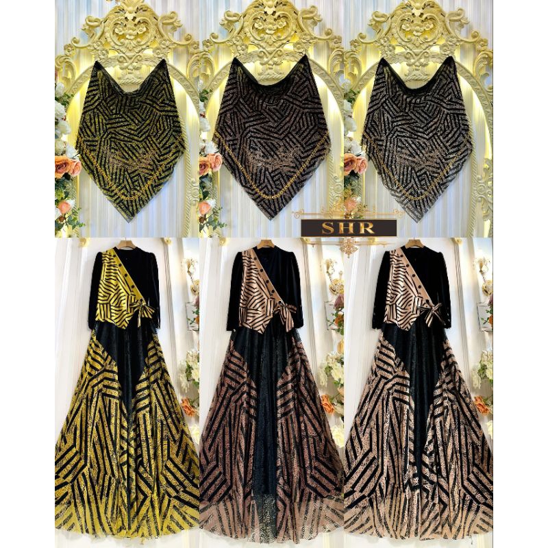 NEW MAXI DRESS GAMIS BROKAT MIX KAOS RAJUT 100% SHR