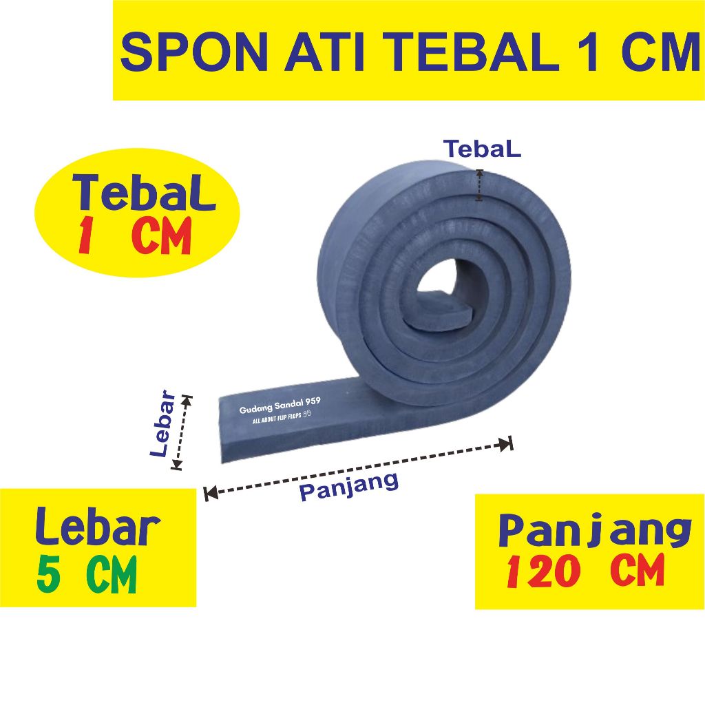 ( LIMBAH ) SPON ATI / BUSA ATI / SPON EVA TEBAL 1 CM WARNA NAVY UKURAN 5 CM X 120 CM BENTUK POTONGAN