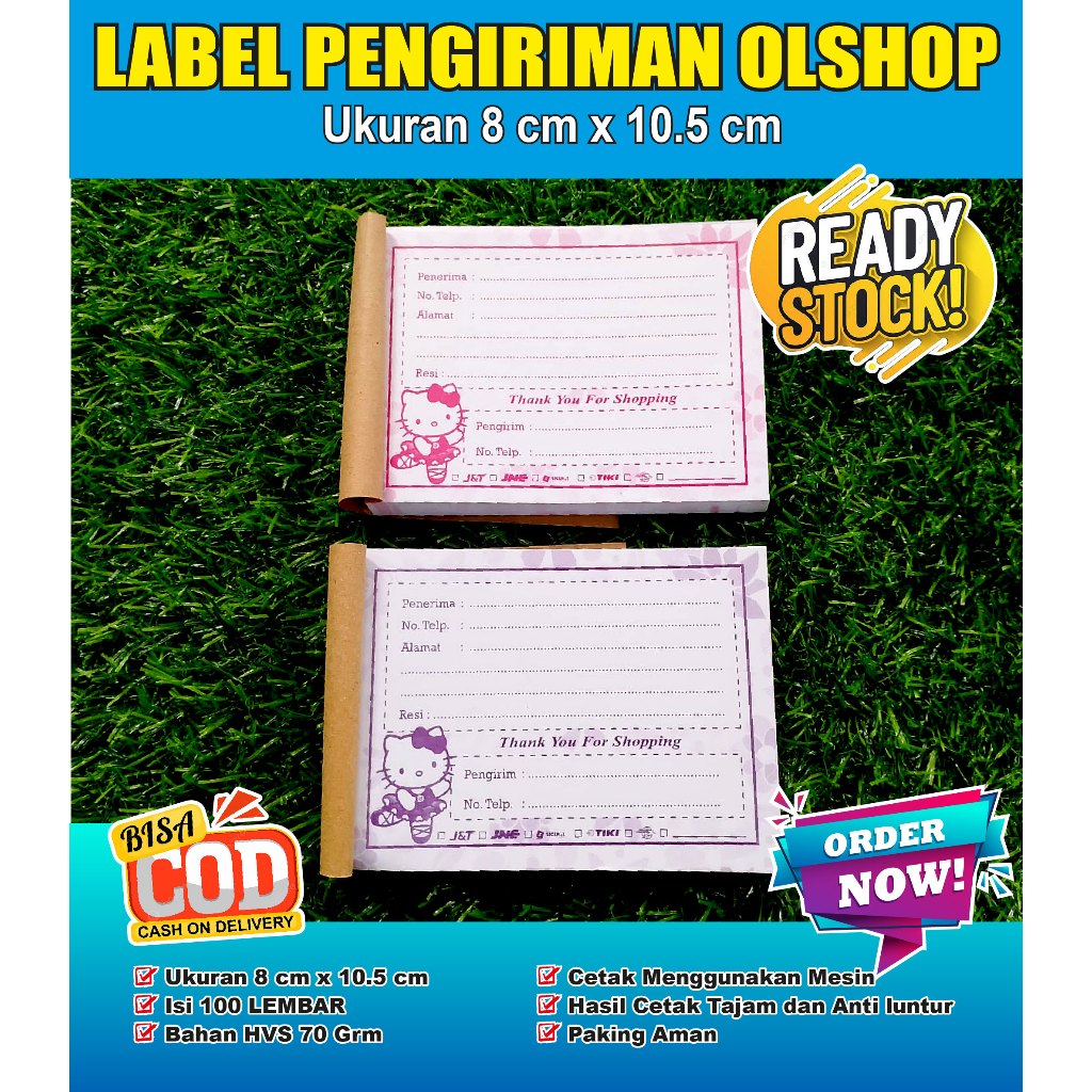 

label pengiriman olshop isi 100 lembar label pengiriman olshop motif hello Kitty