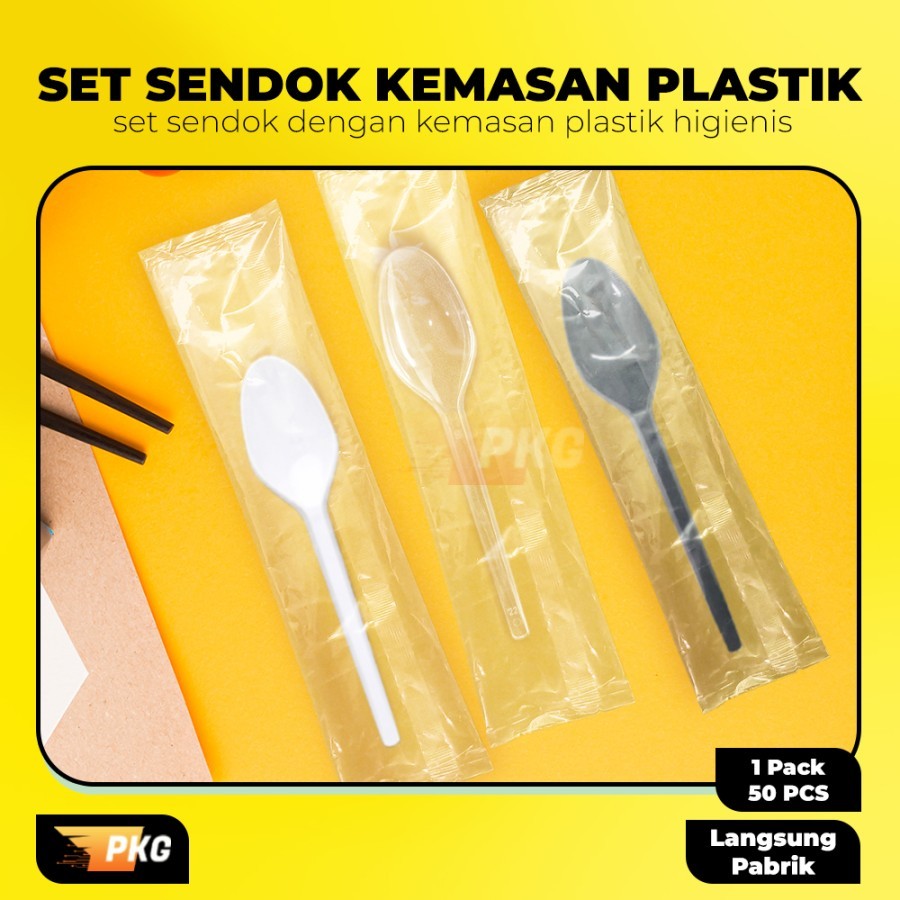 Set Sendok Plastik Kemasan / Sendok Makan Higienis Kemasan Plastik