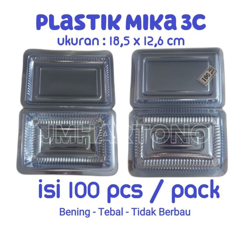 Plastik Mika 3C merk AG/ Plastik Mika Wadah Makanan Kue/ Plastik Tebal / isi 100pcs