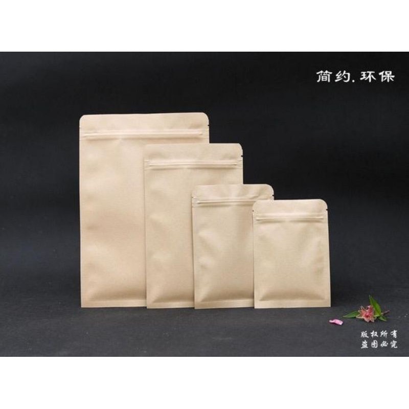 

KRAFT PAPER BAG FLAT BOTTOM ZIPLOCK BAG SACHET BAG PAPER ZIPLOCK