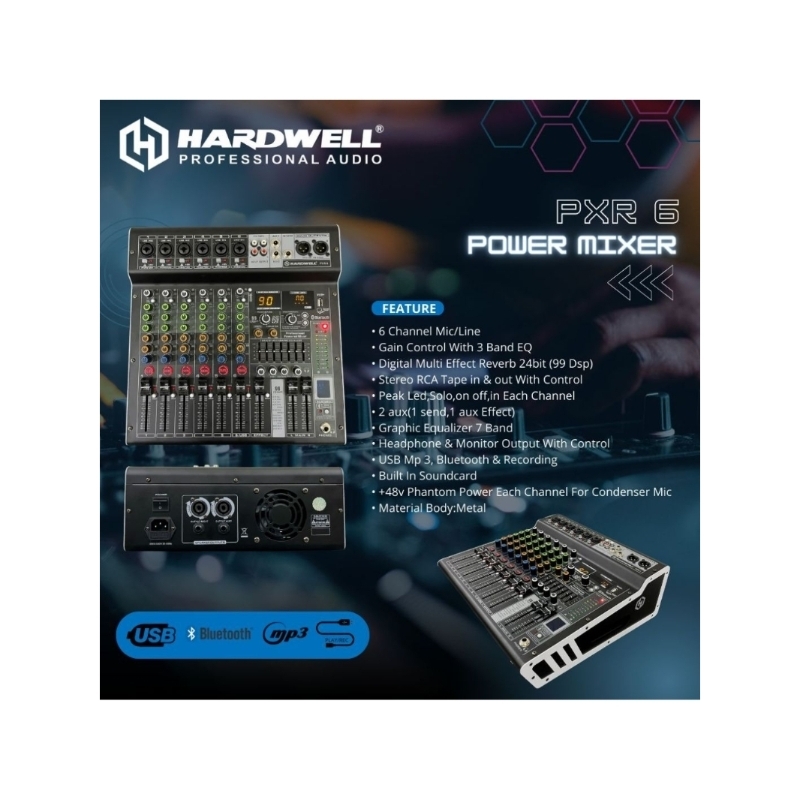 Power Mixer 6 channel Power Mixer HARDWELL PXR 6 ORIGINAL USB-BLUETOOTH