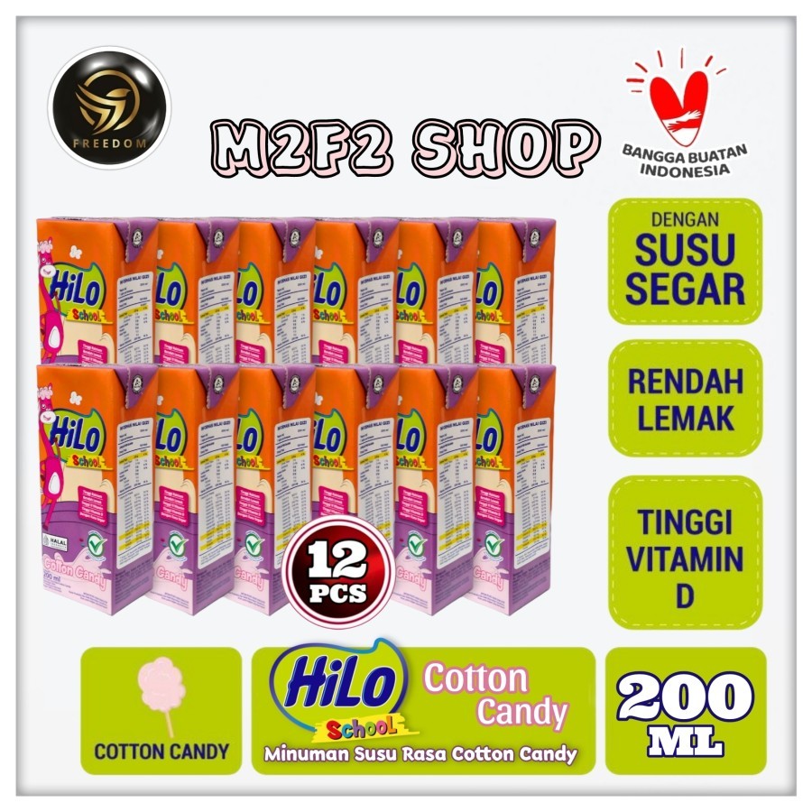 

Susu HiLo School Rasa Cotton Candy | Arum Manis Gulali Kotak UHT - 200 ml (Kemasan 12 Pcs)