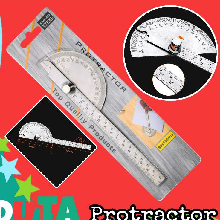 

Praktis Penggaris Busur Derajat 18 Stainless steel Pengukur Sudut Protracktor Anggle rule