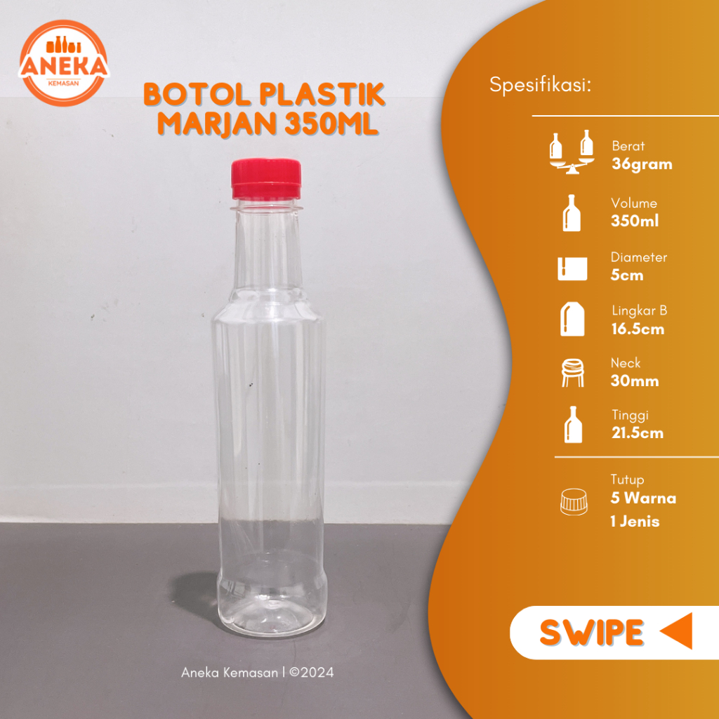 (Paket isi 21pcs) BOTOL PLASTIK 350ML  BOTOL MARJAN PLASTIK 350ML BOTOL MADU 350ML KEMASAN 350ML BOT