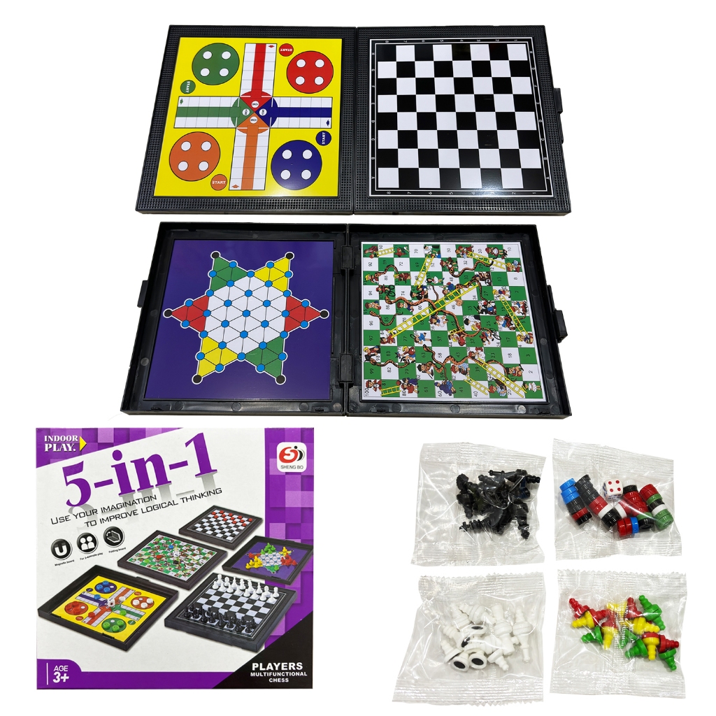Magnetic Game 5in1 / 3in1 / 4in1 magnetic board game / Ludo / Ular Tangga / Catur