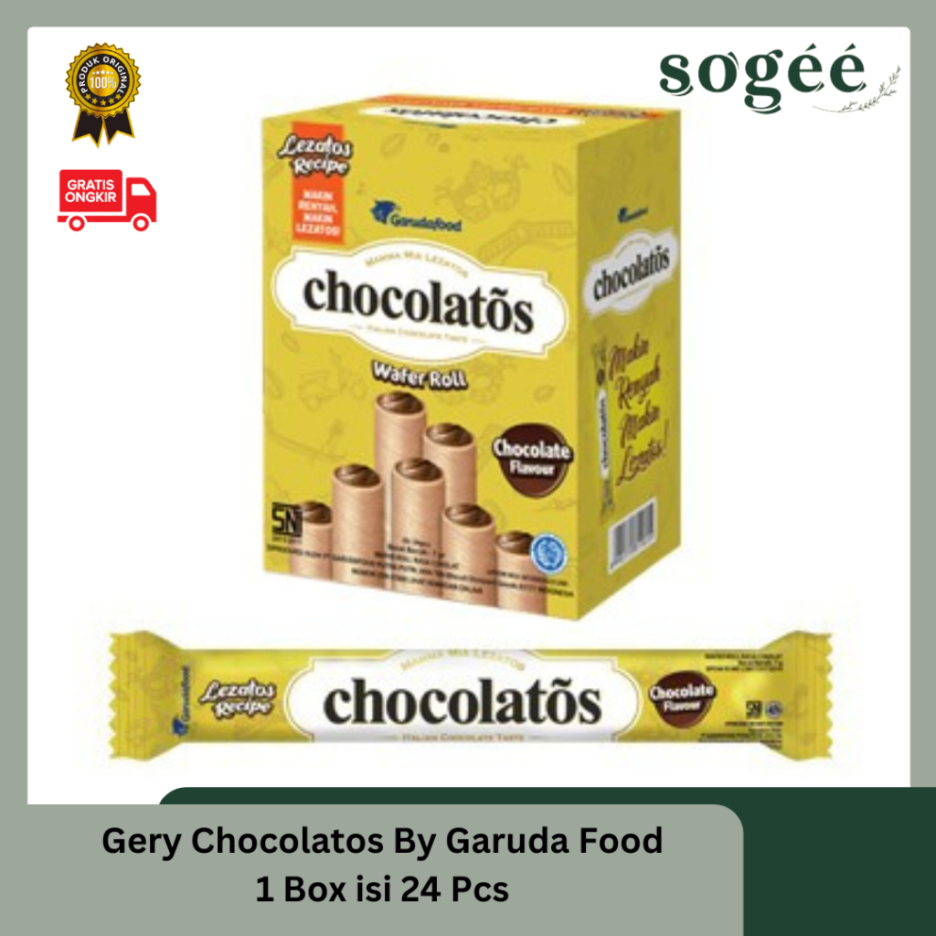 

Sogee ☘️ Gery Chocolatos 1 Box/ 24 Pcs - Chocolatos wafer Roll Rasa Coklat