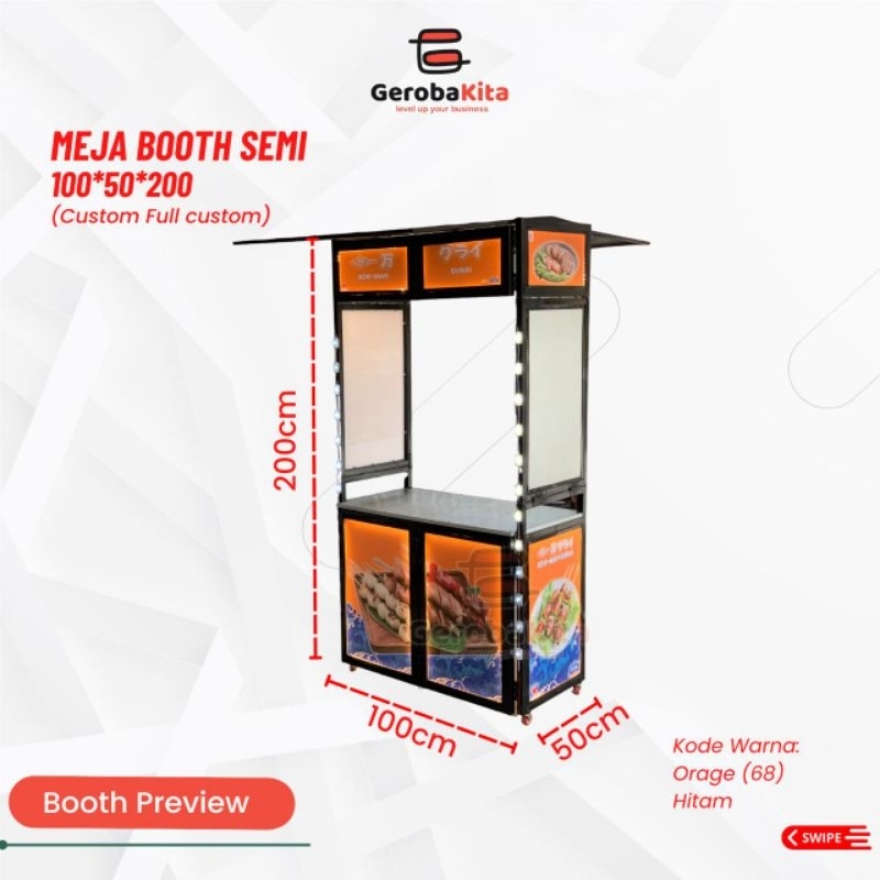 booth lipat ukuran 100x50x200 custom