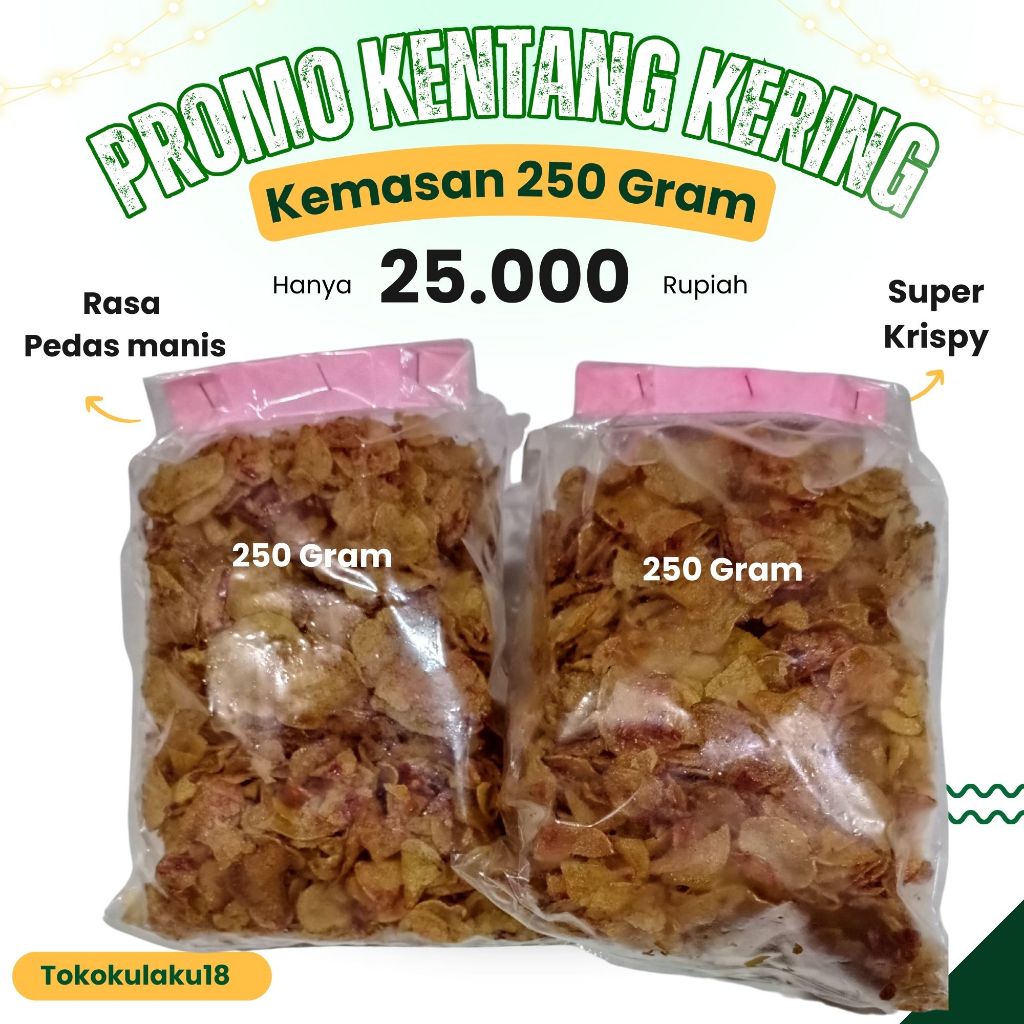 

Kering Kentang Balado 250 Gram Garing Kriuk Renyah Pedas Manis Original