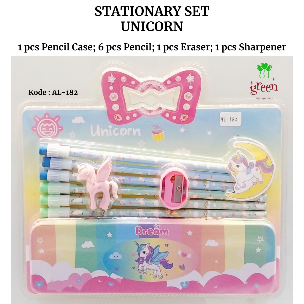 

Stationery set Alat tulis set Gift set Study set 1 set pensil kayu penghapus rautan Souvenir set