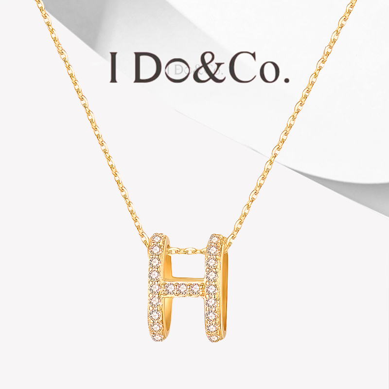 I Do&Co. Kalung Wanita, Kalung Huruf H Emas 17K, Kalung Aesthetic