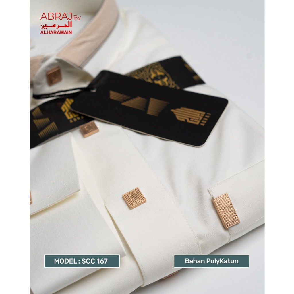 ABRAJ by Al Haramain Jubah / Gamis Pria Dewasa Slimfit Manset Premium SCC (167 A) | Putih Tulang | Cream-7