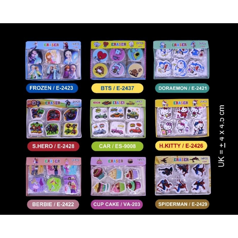 

Hrg 1Pcs minim pembelian 2Pcs Penghapus/Setip/Stip/Eraser Karakter/Fancy/Motif/Gambar lucu Murah