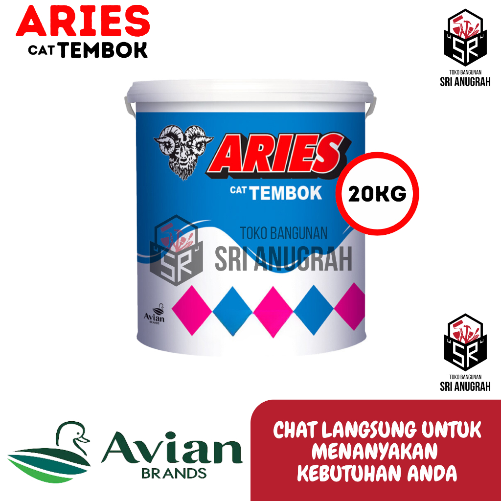 ARIES Cat Tembok Super White Putih Bersih 20KG