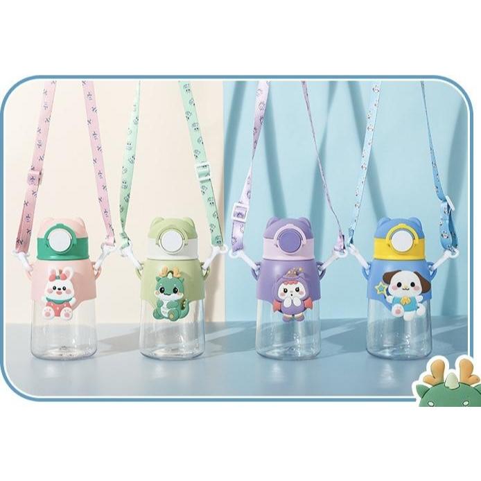 (GAS) Botol Minum Anak Bening Transparan Karakter Lucu Anti Tumpah