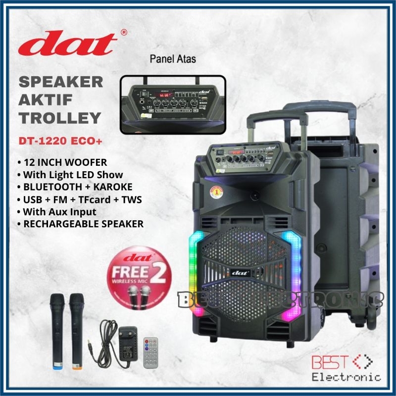 SPEAKER AKTIF TROLLEY 12 INCH DAT DT 1220 DT1220 DT-1220 ECO+ BLUETOOTH